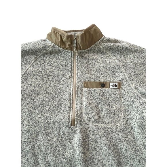 The North Face Gordon Lyons Mens 1/4 Zip Fleece Sweater Tan Size Medium Heather - Picture 6 of 12